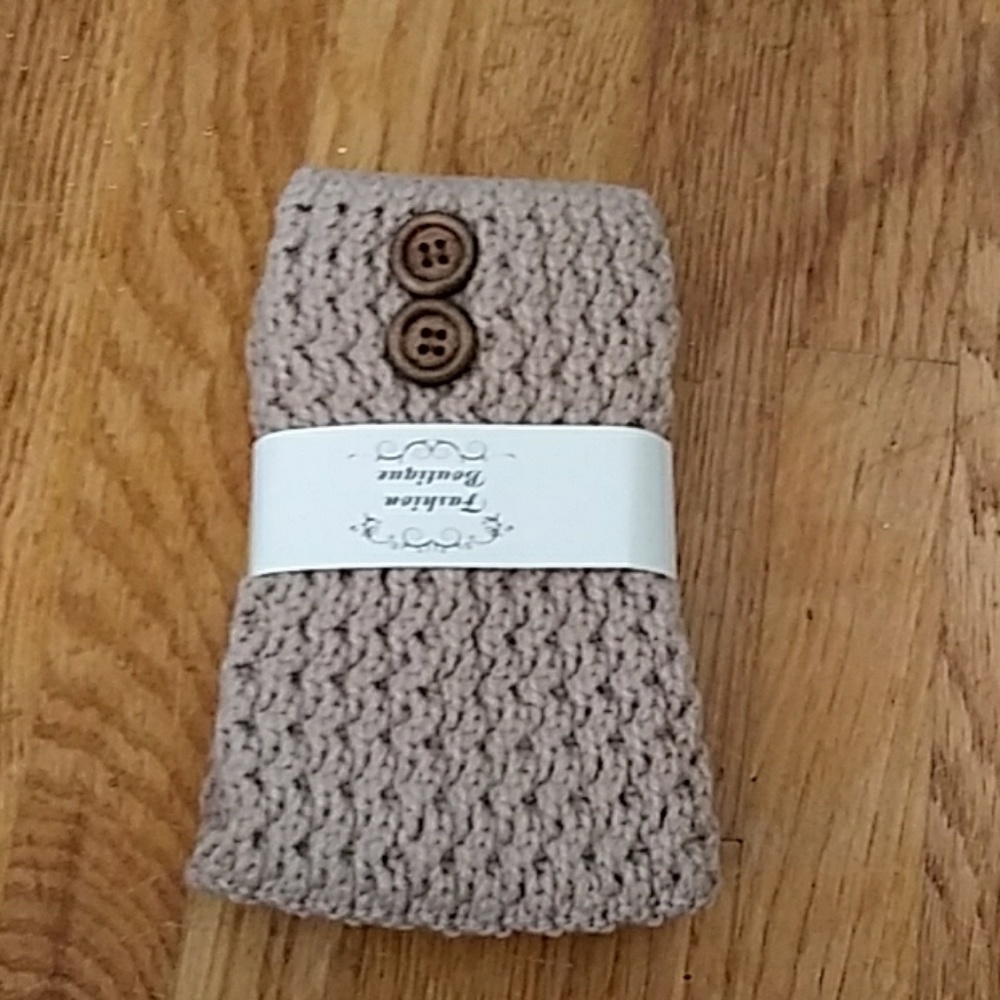 Pair of Knit Boot Toppers - Tan Color